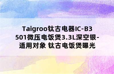 Taigroo钛古电器IC-B3501微压电饭煲3.3L深空银-适用对象 钛古电饭煲曝光